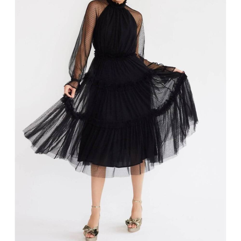 NEW MILLE gabrielle midi dress in black tulle